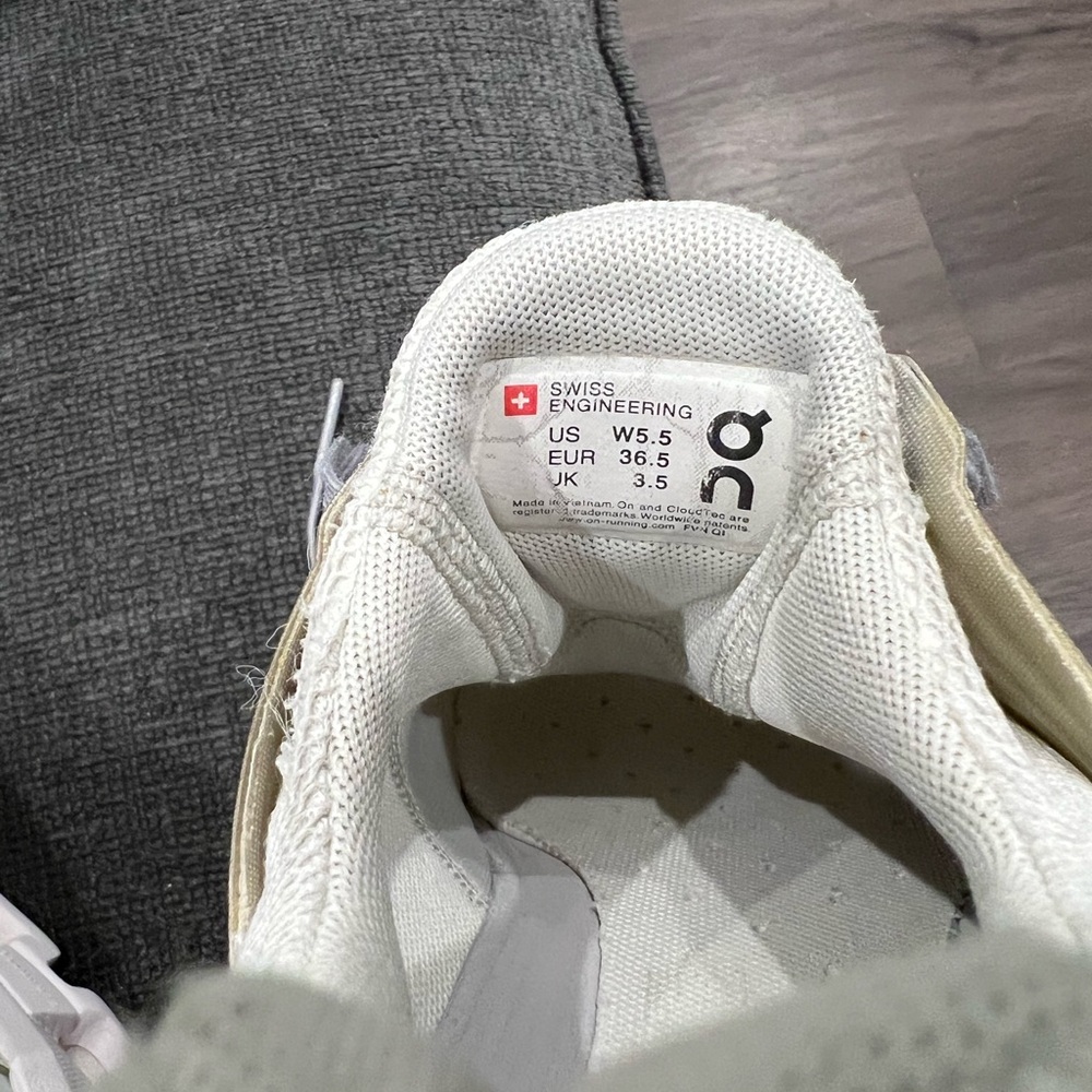 On Running Women's Sneakers in Light Gray and Pale Yellow - Picture 8 of 9